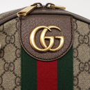 GUCCI GG Supreme Web Sherry Line Ophidia Hand Bag PVC Beige Gold Auth 148599SAM-22