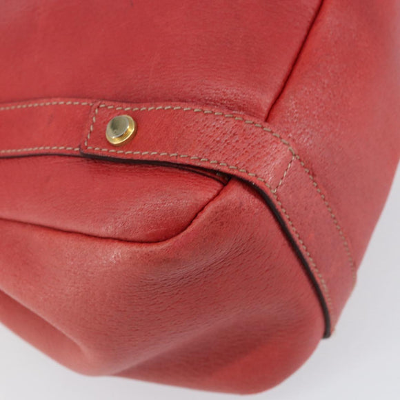 GUCCI Tote Bag Leather Red Gold 130736 Auth 148617