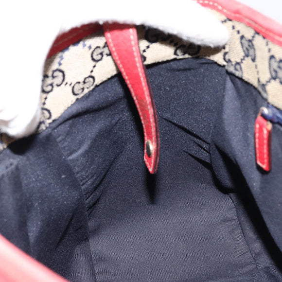 GUCCI Tote Bag Leather Red Gold 130736 Auth 148617