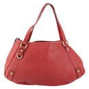 GUCCI Tote Bag Leather Red Gold 130736 Auth 148617-2