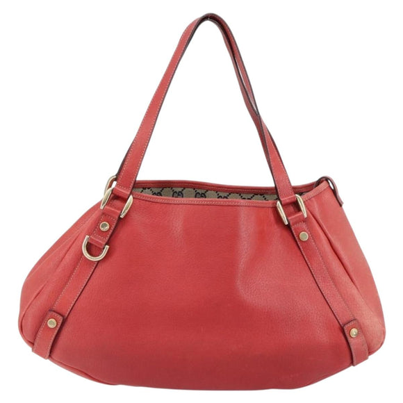 GUCCI Tote Bag Leather Red Gold 130736 Auth 148617