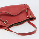 GUCCI Tote Bag Leather Red Gold 130736 Auth 148617-6