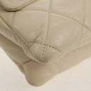 CHANEL Shoulder Bag Lamb Skin White Silver CC Auth 148619AV-15