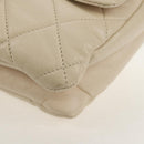 CHANEL Shoulder Bag Lamb Skin White Silver CC Auth 148619AV-16