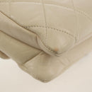 CHANEL Shoulder Bag Lamb Skin White Silver CC Auth 148619AV-17