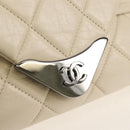 CHANEL Shoulder Bag Lamb Skin White Silver CC Auth 148619AV-20