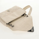 CHANEL Shoulder Bag Lamb Skin White Silver CC Auth 148619AV-21