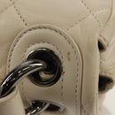 CHANEL Shoulder Bag Lamb Skin White Silver CC Auth 148619AV-8