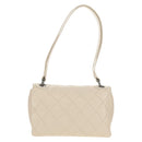 CHANEL Shoulder Bag Lamb Skin White Silver CC Auth 148619AV-2