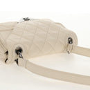 CHANEL Shoulder Bag Lamb Skin White Silver CC Auth 148619AV-6