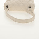CHANEL Shoulder Bag Lamb Skin White Silver CC Auth 148619AV-7