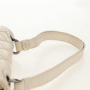 CHANEL Shoulder Bag Lamb Skin White Silver CC Auth 148619AV-14