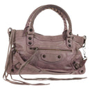 BALENCIAGA The City Hand Bag Leather 2way Purple 103208 Auth 148620V-1