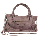 BALENCIAGA The City Hand Bag Leather 2way Purple 103208 Auth 148620V-2