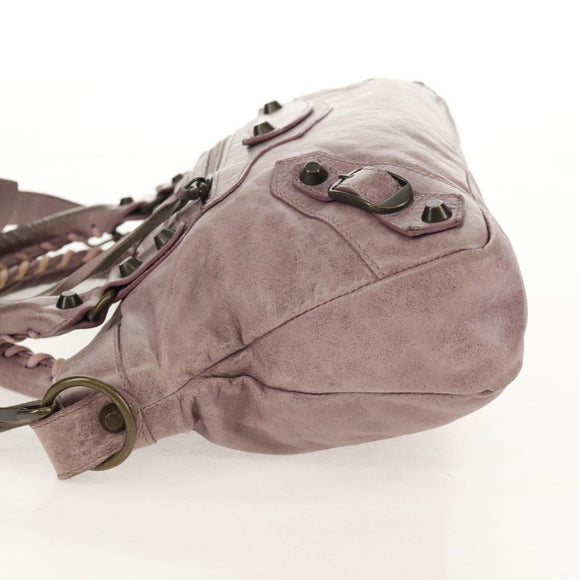 BALENCIAGA The City Hand Bag Leather 2way Purple 103208 Auth 148620V