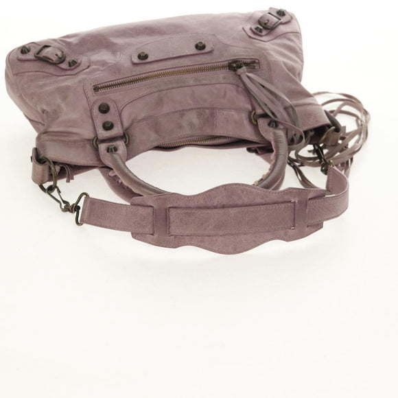 BALENCIAGA The City Hand Bag Leather 2way Purple 103208 Auth 148620V