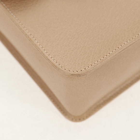 GUCCI Bamboo Hand Bag Leather 2way Beige Gold Auth 148621V