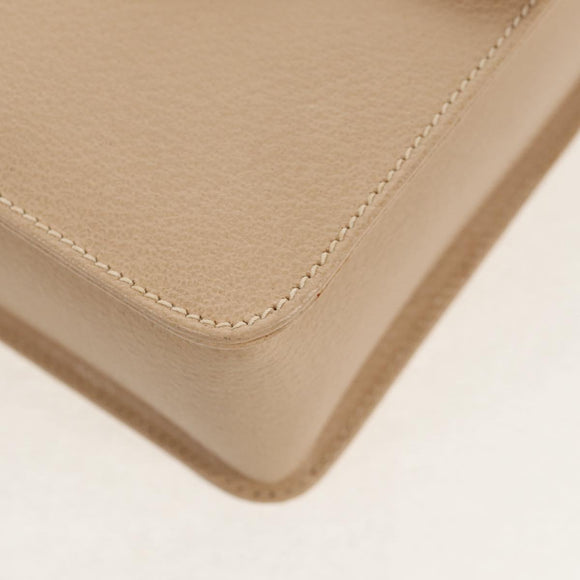 GUCCI Bamboo Hand Bag Leather 2way Beige Gold Auth 148621V