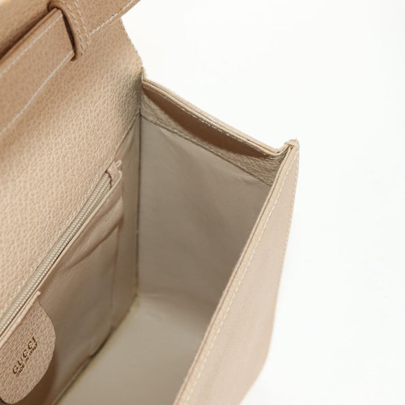 GUCCI Bamboo Hand Bag Leather 2way Beige Gold Auth 148621V