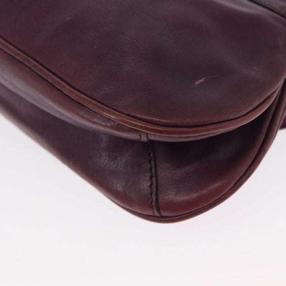 PRADA Chain Pouch Leather Silver Purple Auth 148623V