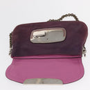 PRADA Chain Pouch Leather Silver Purple Auth 148623V-9