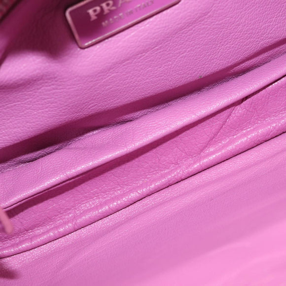 PRADA Chain Pouch Leather Silver Purple Auth 148623V