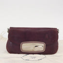 PRADA Chain Pouch Leather Silver Purple Auth 148623V-12