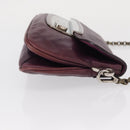 PRADA Chain Pouch Leather Silver Purple Auth 148623V-3