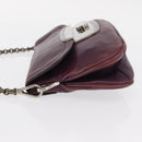 PRADA Chain Pouch Leather Silver Purple Auth 148623V-4