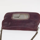 PRADA Chain Pouch Leather Silver Purple Auth 148623V-6