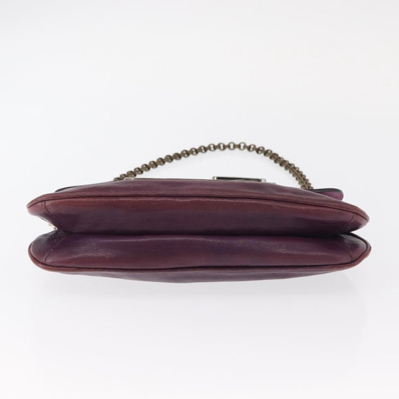 PRADA Chain Pouch Leather Silver Purple Auth 148623V