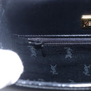 SAINT LAURENT Hand Bag Leather Black Gold Auth 148624V-16