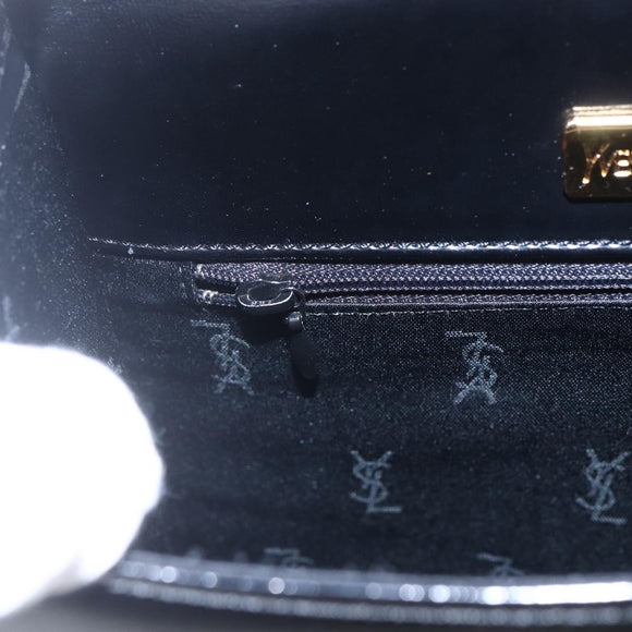 SAINT LAURENT Hand Bag Leather Black Gold Auth 148624V