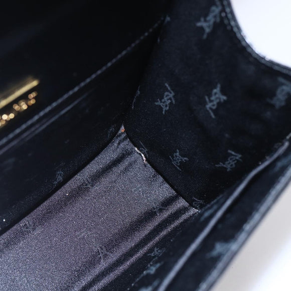 SAINT LAURENT Hand Bag Leather Black Gold Auth 148624V