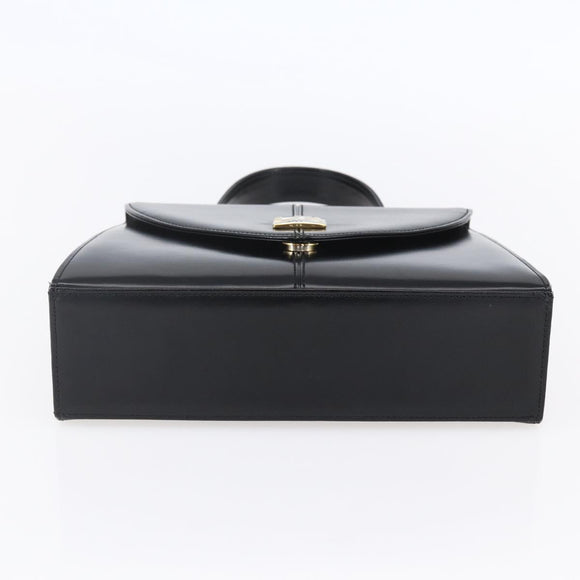 SAINT LAURENT Hand Bag Leather Black Gold Auth 148624V