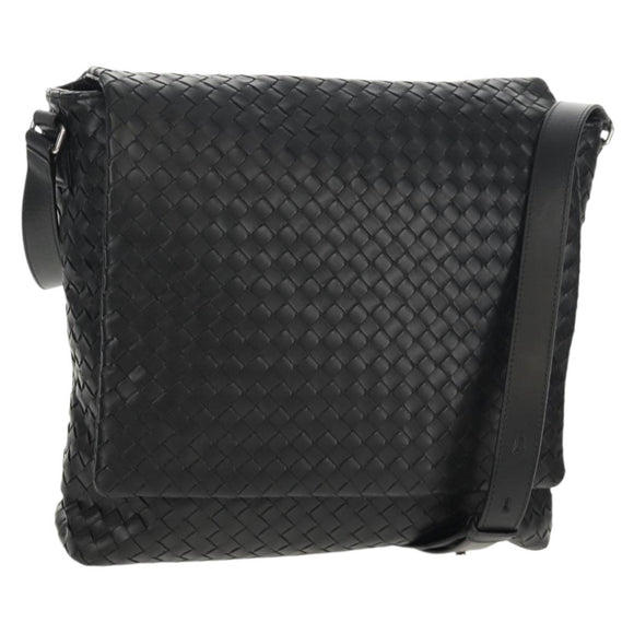 BOTTEGA VENETA INTRECCIATO Shoulder Bag Leather Black Auth 148626SAM