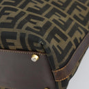 FENDI Zucca Canvas Hand Bag Black Brown Auth 148627-10