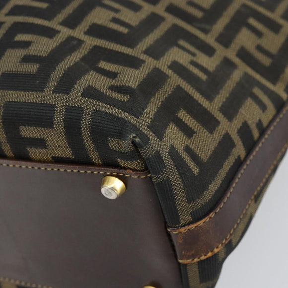 FENDI Zucca Canvas Handtasche Schwarz Braun Auth 148627