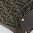 FENDI Zucca Canvas Hand Bag Black Brown Auth 148627-11