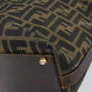 FENDI Zucca Canvas Hand Bag Black Brown Auth 148627-12