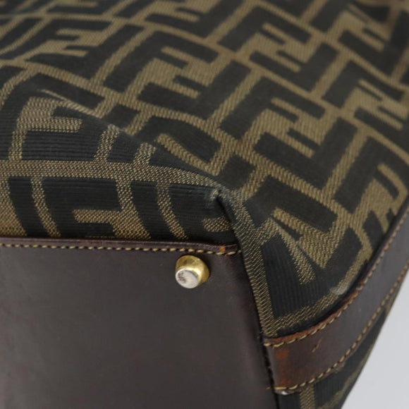 FENDI Zucca Canvas Handtasche Schwarz Braun Auth 148627
