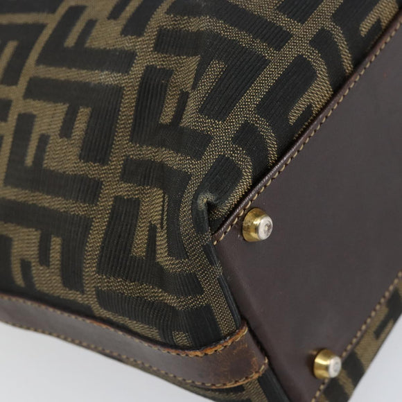 FENDI Zucca Canvas Handtasche Schwarz Braun Auth 148627