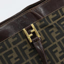 FENDI Zucca Canvas Hand Bag Black Brown Auth 148627-14