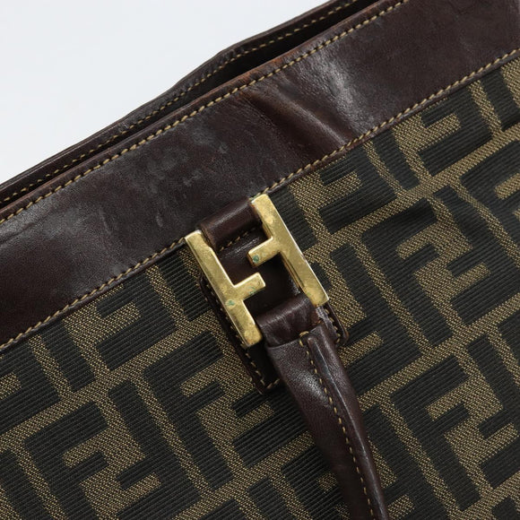 FENDI Zucca Canvas Handtasche Schwarz Braun Auth 148627
