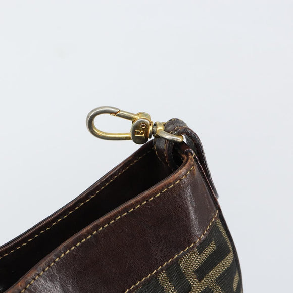FENDI Zucca Canvas Handtasche Schwarz Braun Auth 148627