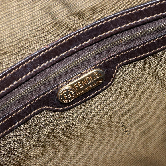 FENDI Zucca Canvas Hand Bag Black Brown Auth 148627