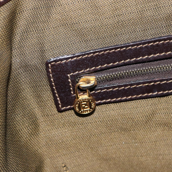 FENDI Zucca Canvas Hand Bag Black Brown Auth 148627