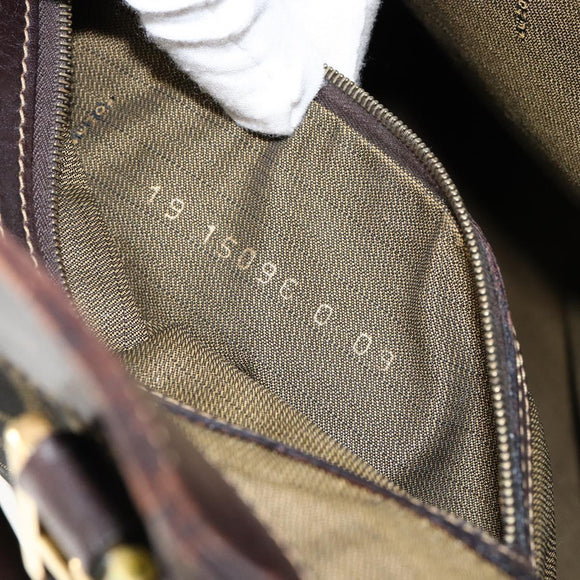 FENDI Zucca Canvas Hand Bag Black Brown Auth 148627