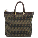 FENDI Zucca Canvas Handtasche Schwarz Braun Auth 148627-2