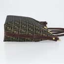 FENDI Zucca Canvas Hand Bag Black Brown Auth 148627-4